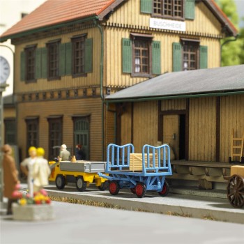 Busch H0 1624 Bahnsteigkarre mit Zubehör