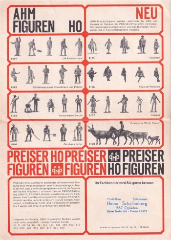 Preiser Figuren Auswahl-Katalog Ausgabe 1970-71