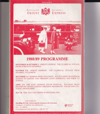 Thomas Cook European Timetable Sept. 1-24 1988 (L-154)