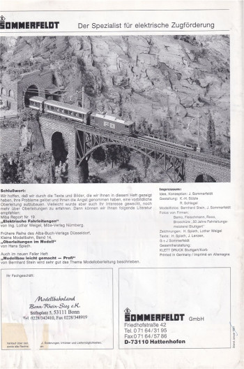 Sommerfeldt Katalog Oberleitungen 2001 (zugl. Aufbauanltg. Art.-NR. 002)