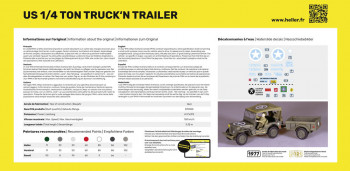 Heller 1:35 81105 US 1/4 Ton Truck 'n Trailer