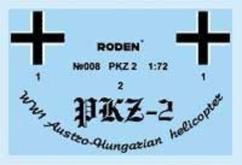 Roden 1:72 8 PKZ-2 Austro-Hungarian Helicopter World War 1