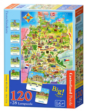 Castorland  E-180 Deutschlandkarte, Puzzle 120 +28 Teile