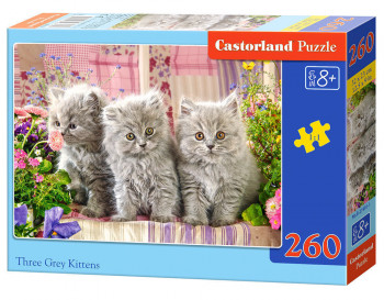 Castorland  B-27491-1 Three Grey Kittens, Puzzle 260 Teile