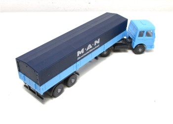 Wiking H0 1/87 535 MAN Pritschensattelzug blau in OVP