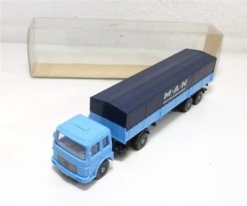 Wiking H0 1/87 535 MAN Pritschensattelzug blau in OVP