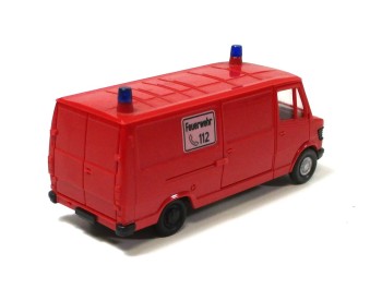 Automodell H0 (4) Herpa Mercedes 207 D Kasten Feuerwehr 