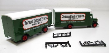 Albedo H0 1/87 LKW MB Hängerzug Möbelkoffer Fischer München OVP (5230g)