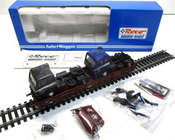 Spur H0 Roco 1907 Niederbordwagen + 2 MB Zugm. DB OVP (4833h)