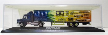 Herpa 1/87 187800  Scania Hauber Koffersattelzug Tamya Panasonic ... OVP (Spur H0)(2273K)