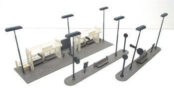 Spur H0 Fertigmodell 3 zügige Bushaltestelle / Busbahnhof