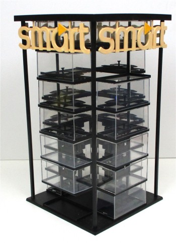 Spur H0 Busch Fertigmodell Smart Tower, Autovitrinen entnehmbar