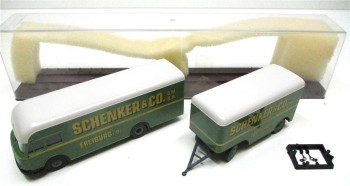 Brekina 1/87 57800 Büssing Kofferhängerzug Schenker OVP (Spur H0)(52-15)