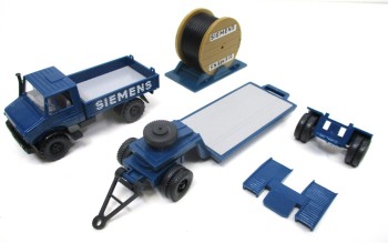 Wiking 1/87 26502/1 MB Unimog 1700L Tiefladerhänger SIEMENS OVP (Spur H0) (11-17k)