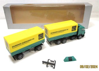 Modellauto H0 1/87 LKW Herpa MB Wechselpritsche Zug Schenker Rhenus