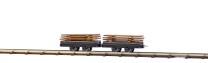 Busch H0 12218 Zwei Wagen mit Bretterladung -NEU