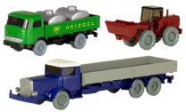 Set Wiking-Verkehrs-Modelle 88 MB L 1000 Pritschen-LKW, MB Pullman Behelfstankwagen und Hanomag Radlader 