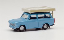 Herpa 1/87 024181-003 Trabant Uni. Dachzelt, blau - NEU