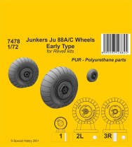 CMK 1:72 129-7478 Junkers Ju 88A/C Wheels Early Type (Revell kits)