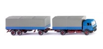 *Wiking H0 1/87 045501 Pritschenhängerzug (MB NG) - azurblau - NEU