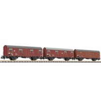 Liliput N L260149 3x gedeckte Güterwagen Gbs 245 Bretterwände DB, Ep.IV  OVP NEU