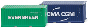 Wiking H0 1/87 001814 Zubehörpackung - 20' Container Evergreen CMA - OVP NEU
