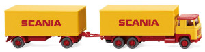 Wiking H0 1/87 045702 Scania 111 Kofferhängerzug rot/gelb Scania - NEU