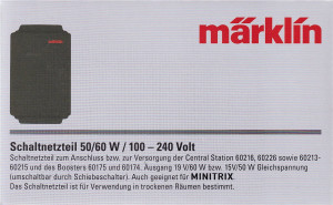 Märklin H0 60041 Schaltnetzteil 50/60W 100-240V  - OVP NEU