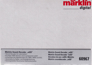 Märklin H0 60967 Sound-Decoder mSD Nachrüst-Set  - OVP NEU