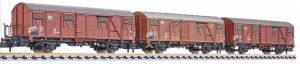 Liliput N L260155 3x Set gedeckte Güterwagen Gbs 253 2 Varianten Ep.IV - OVP NEU