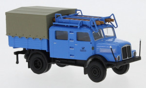Brekina H0 1/87 71757 IFA S 4000-1 Bautruppwagen blau, 1960, Deutsche Post Studiotechnik,  - NEU