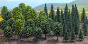 Busch H0 6491 Mischwald mit 50 Bäumen »Mega-Spar-Set« - NEU