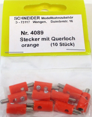 Schneider Z-H0 4089  Stecker mit Querloch orange (10 Stk) - NEU