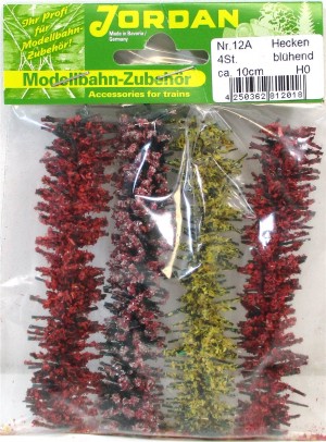 Jordan H0/N [12A] Modell-Hecken blühend farblich sortiert ca. 10 cm 4 Stück OVP NEU