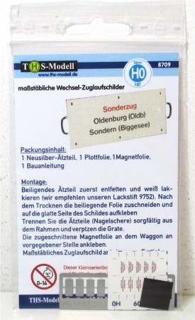 THS-Modell H0 8709 maßstäbliche Wechsel-Zuglaufschilder OVP - NEU - (6796E)