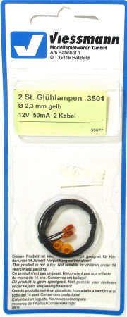 Viessmann 3501 Glühlampen 2 Stück gelb 12 V 50mA 2 Kabel OVP - NEU