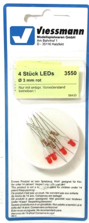 Viessmann 3550  4 Stück LED‘s 3mm rot OVP - NEU