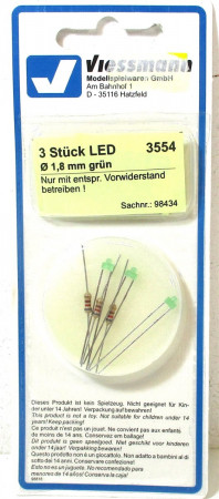 Viessmann 3554 3 Stück LED‘s 1,8mm grün OVP - NEU