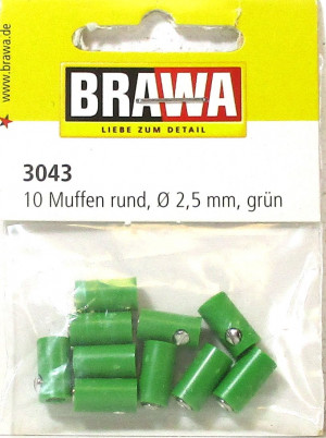 Brawa 3043 Muffen rund 2,5 mm grün 10 Stück OVP - NEU - 