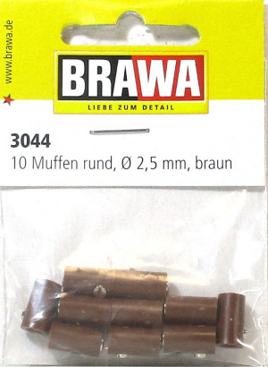 Brawa 3044 Muffen rund 2,5 mm braun 10 Stück OVP - NEU - 