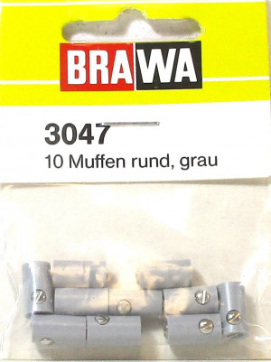 Brawa 3047 Muffen rund 2,5 mm grau 10 Stück OVP - NEU - 