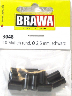 Brawa 3048 Muffen rund 2,5 mm schwarz 10 Stück OVP - NEU - 