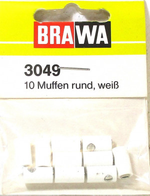 Brawa 3049 Muffen rund 2,5 mm weiß 10 Stück OVP - NEU - 