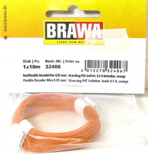 Brawa 32406 Decoderlitze 0,05mm² 10 m orange 0,5A NEU (0,34€/1m)