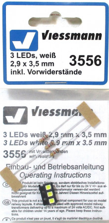 Viessmann 3556 3LED‘s weiß 2,9 x 3,5mm inkl. Vorwiderstände OVP - NEU