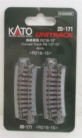 Spur N Kato 20-171 Unitrack Gleis gebogen R216 R8 4x (Z99-6E)