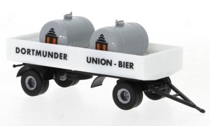 Brekina H0 1/87 95578 Anhänger Pritsche mit Tanks 1955, Dortmunder Union Bier,  - NEU