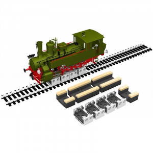 Proses [PRR-HO-04] Modellbahn-Set mit 4 Stück HO/OO Rollböcke + Reinigungsfilze - NEU