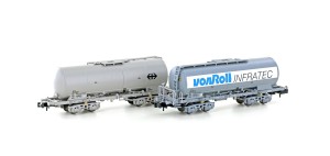 Hobbytrain N H23490 2er Set Silowagen Uacs SBB + Von Roll Infratec, Ep.IV-V - NEU