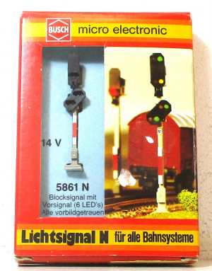 Busch N Electronic 5861 Blocksignal mit Vorsignal 6 LED's - OVP (Z182-4F)